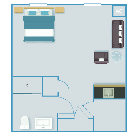 Assisted Living Studio B 332 SF