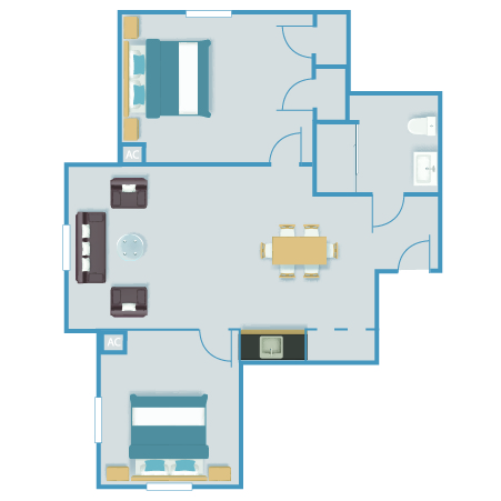 Assisted Living TWO Bedroom 739 SF